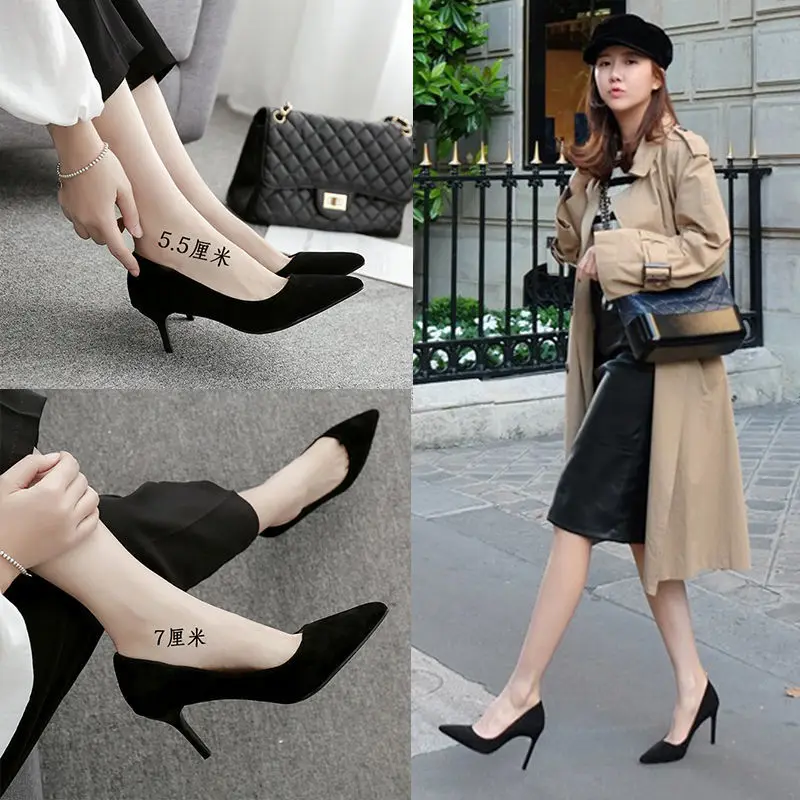 Новинка осени 2021, универсальная черная женская обувь на шпильке, пикантная Европейская и американская Французская женская обувь, обувь для девушек