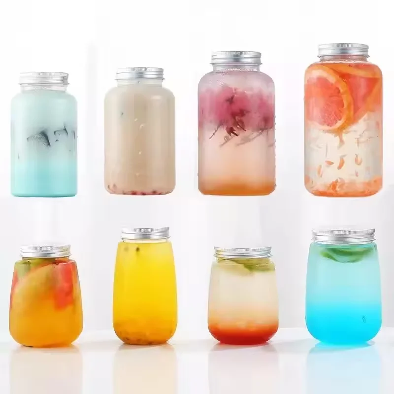 Commercial Customization Cold Drink Brew Plastic Bottle Milk Tea Juice Disposable Takeaway Packaging Plastic Bottles