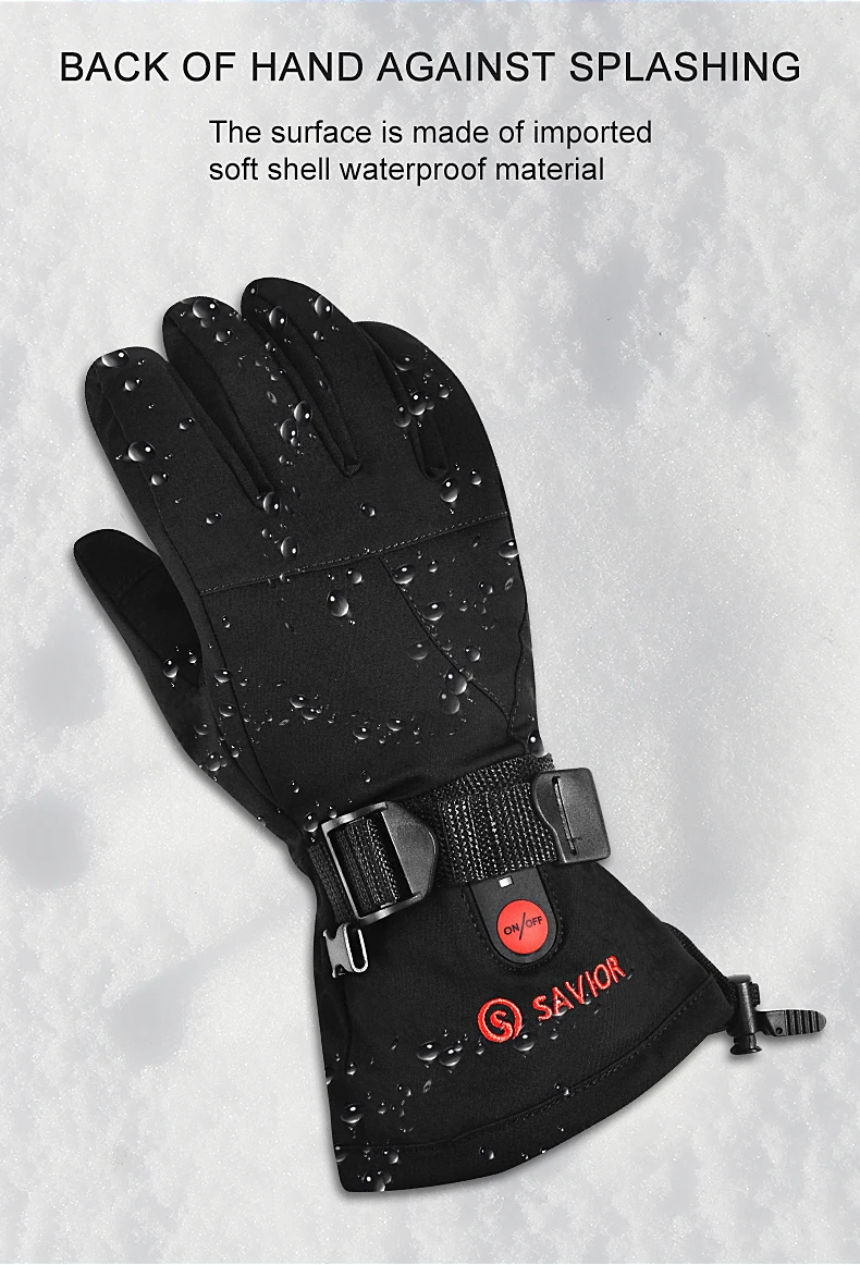Savior Screen Touch Mobile Warming Rechargeable Battery Powered Heated Motorcycle Gloves