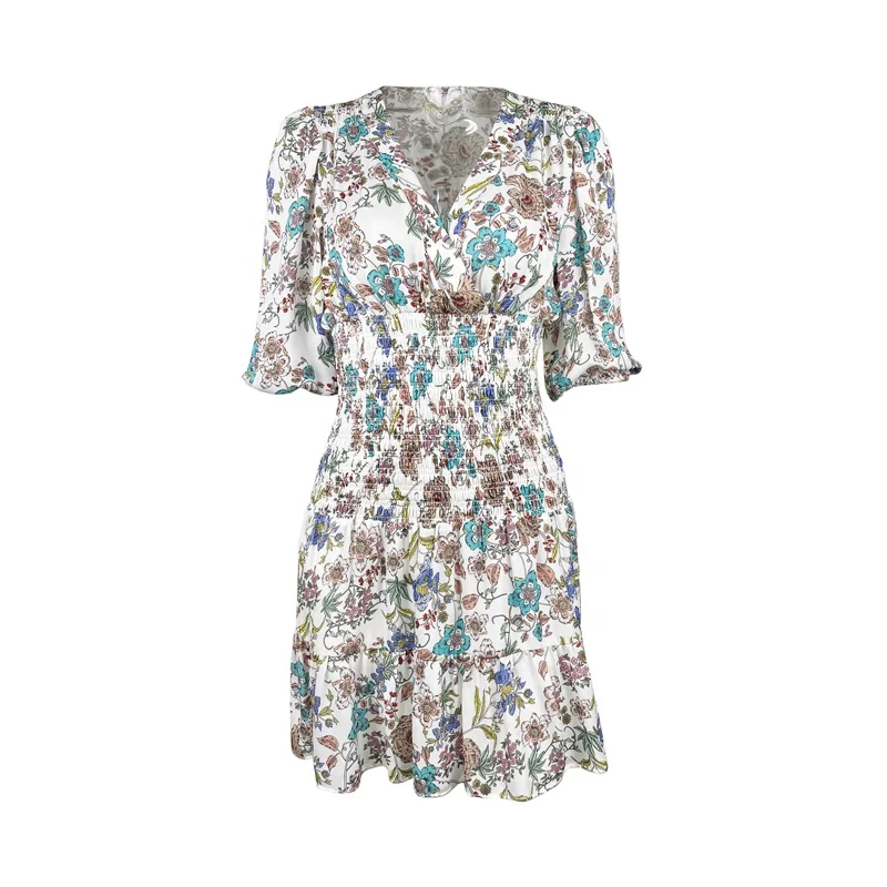 
Premium Durable Material Digital Print Cool Elegrance Summer Silk Rayon Double Ggt Womens Long Dress 