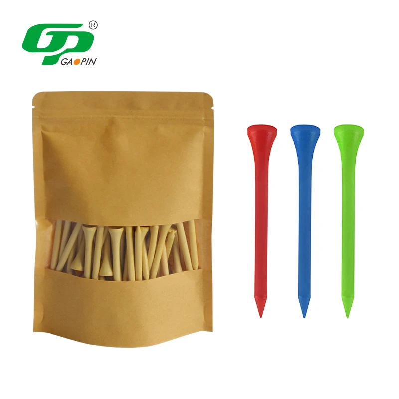 Hot Selling Friendly Biodegradable Material Factory OEM Wholesale Printed Bamboo Wood Golf Tees with Custom Package Paper Box