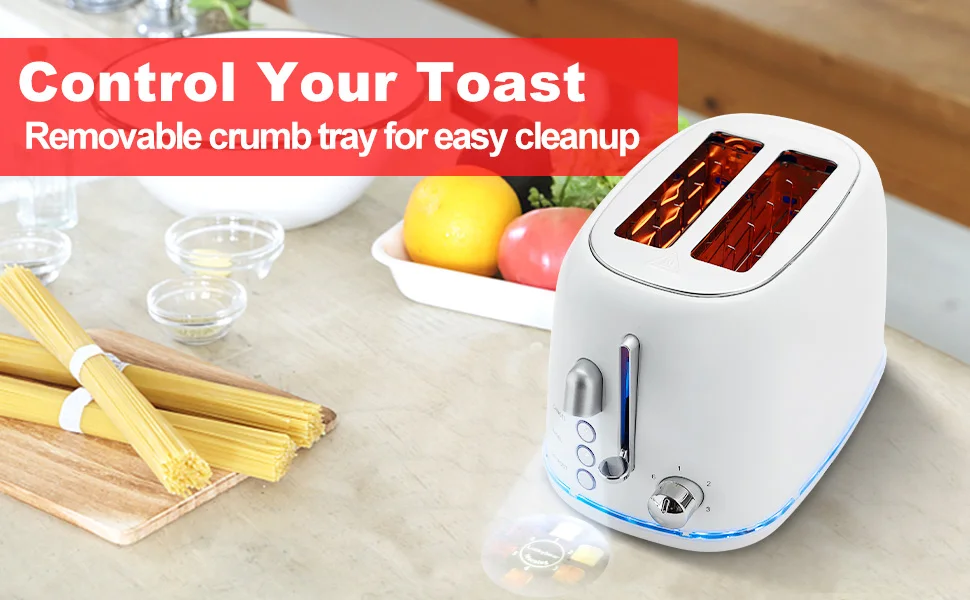 Toaster 2 Slice, Projection Toasters with Bagel, Cancel, Defrost Function and 6 Bread Shade Settings