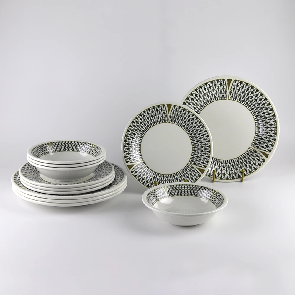 SEBEST Factory Wholesale Tableware Melamine Bowls and Plates Sets Dinnerware Sets Luxury for 12 Pieces