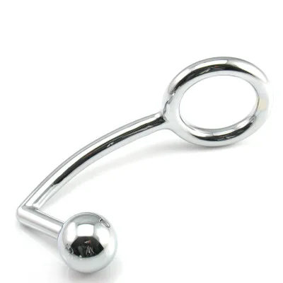 Stainless Steel Metal Male Anal Hook  Penis Chastity Lock Fetish Cock Ring