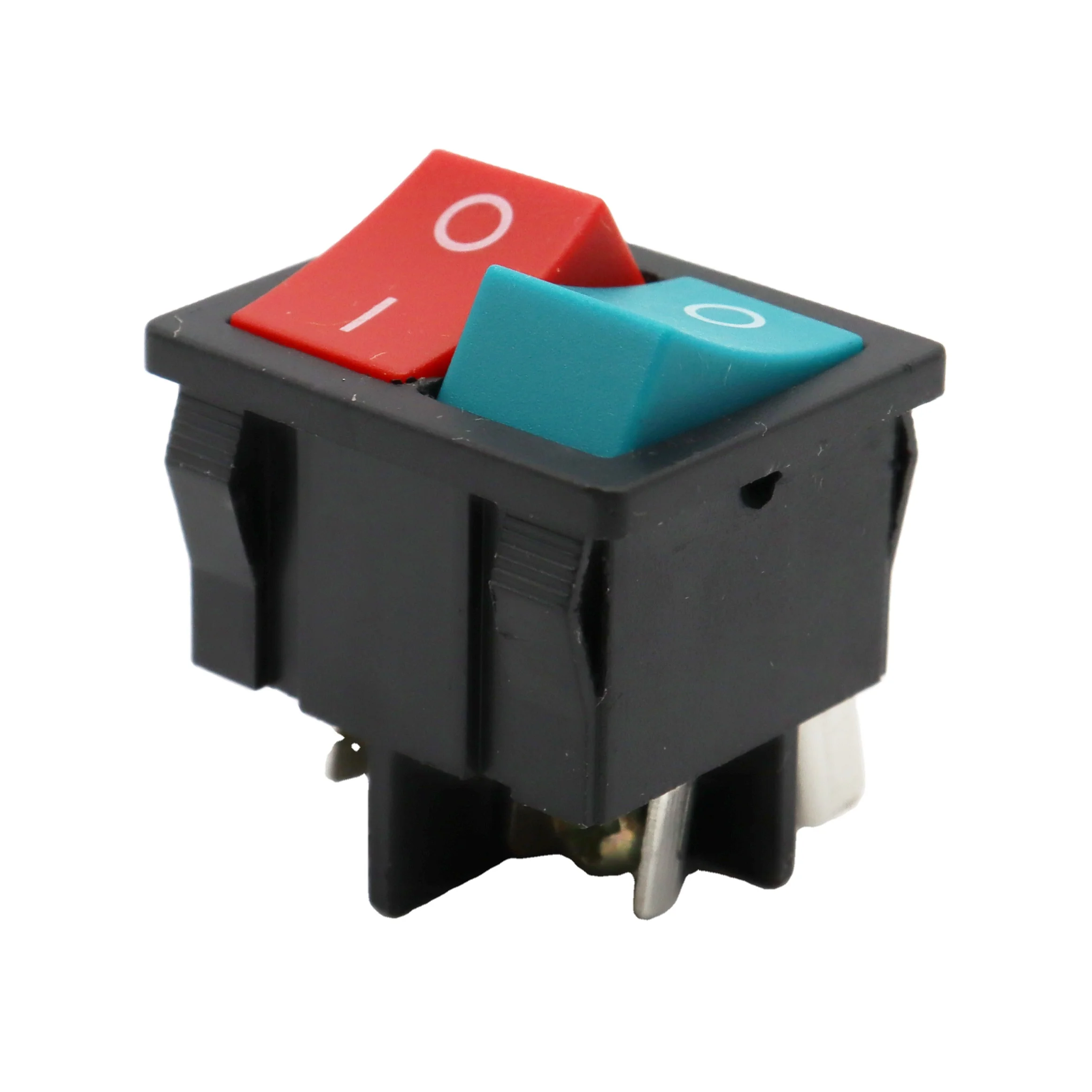 KCD3-201/BRB  Rocker Switch  2 way red and green sliver contact point copper pin 20A 250V