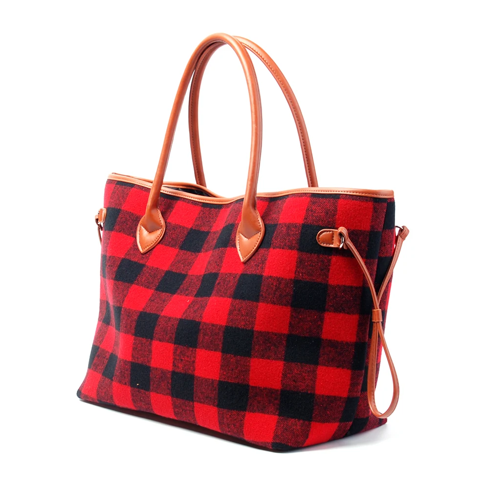 Rustic Buffalo Checkers Plaids Reusable Canvas Tote Bag Heavy Duty Washable Shoulder Bags DMA7377