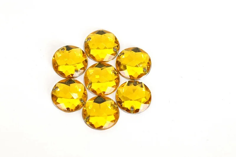 FACTORY SALE! Hot Sell Round Shape Acrylic Crystal With 2 Holes Sew On Flat Back Rhinestones For Dress