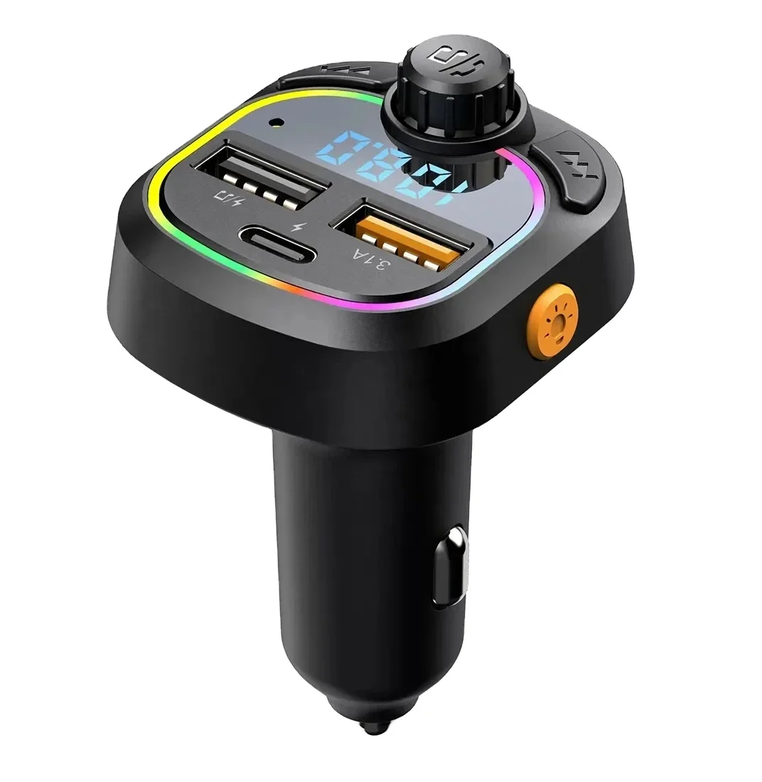 Relee New Arrivals Car charger Quick Adapter dual USB Port Type C PD Car Fast Charging Mobile Colorful Light Inverter Car DC 12V