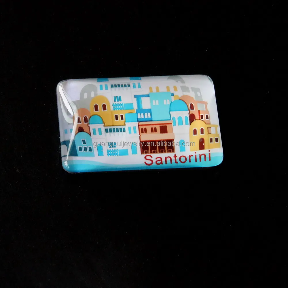 Wholesale custom logo Santorini Greece souvenir crystal sublimation fridge magnet