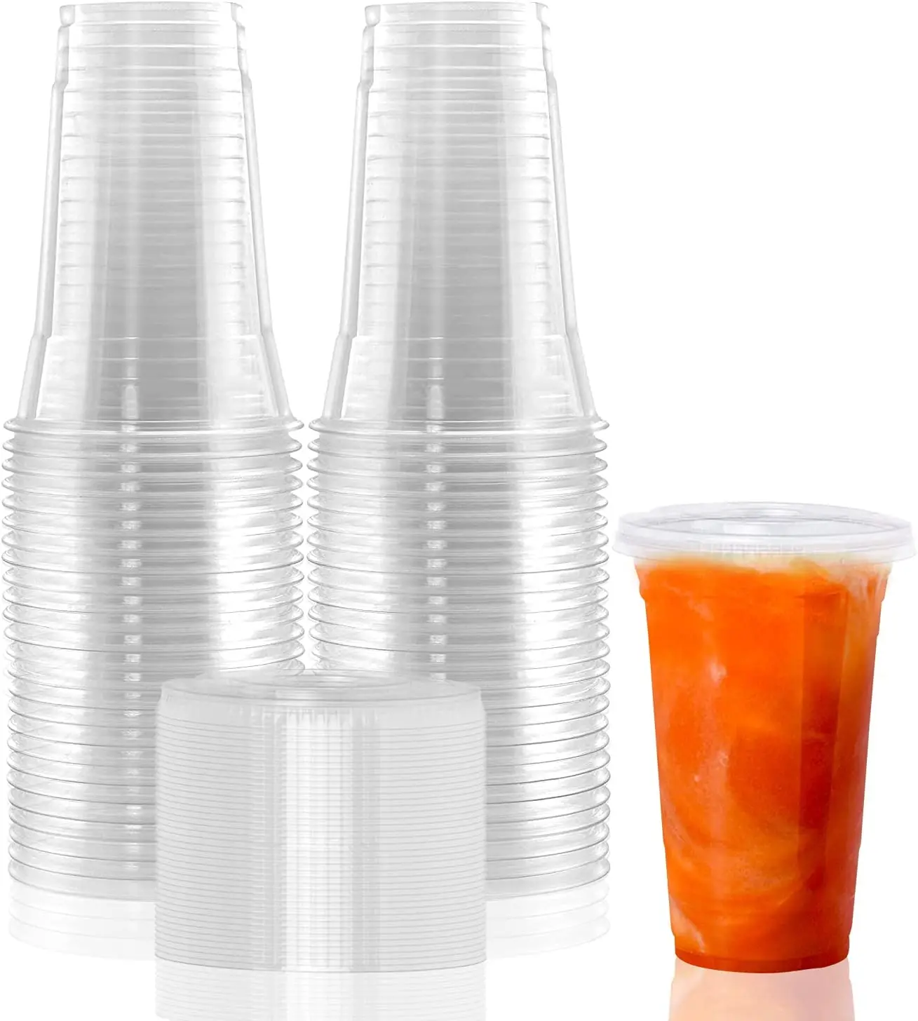 High quality PET Clear Disposable plastic Cold Drinking Glass Coffee Milk Tea bubble tea Boba Cup Smoothie Juice Cups with lids