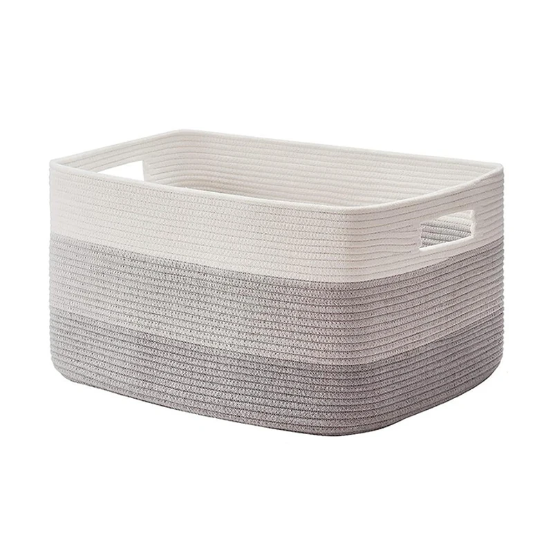 Hot Sale Extra Large Cotton Rope Storage Baskets With Handle Foldable Laundry Storage Baskets For Dirty Clothes Toys Sundries