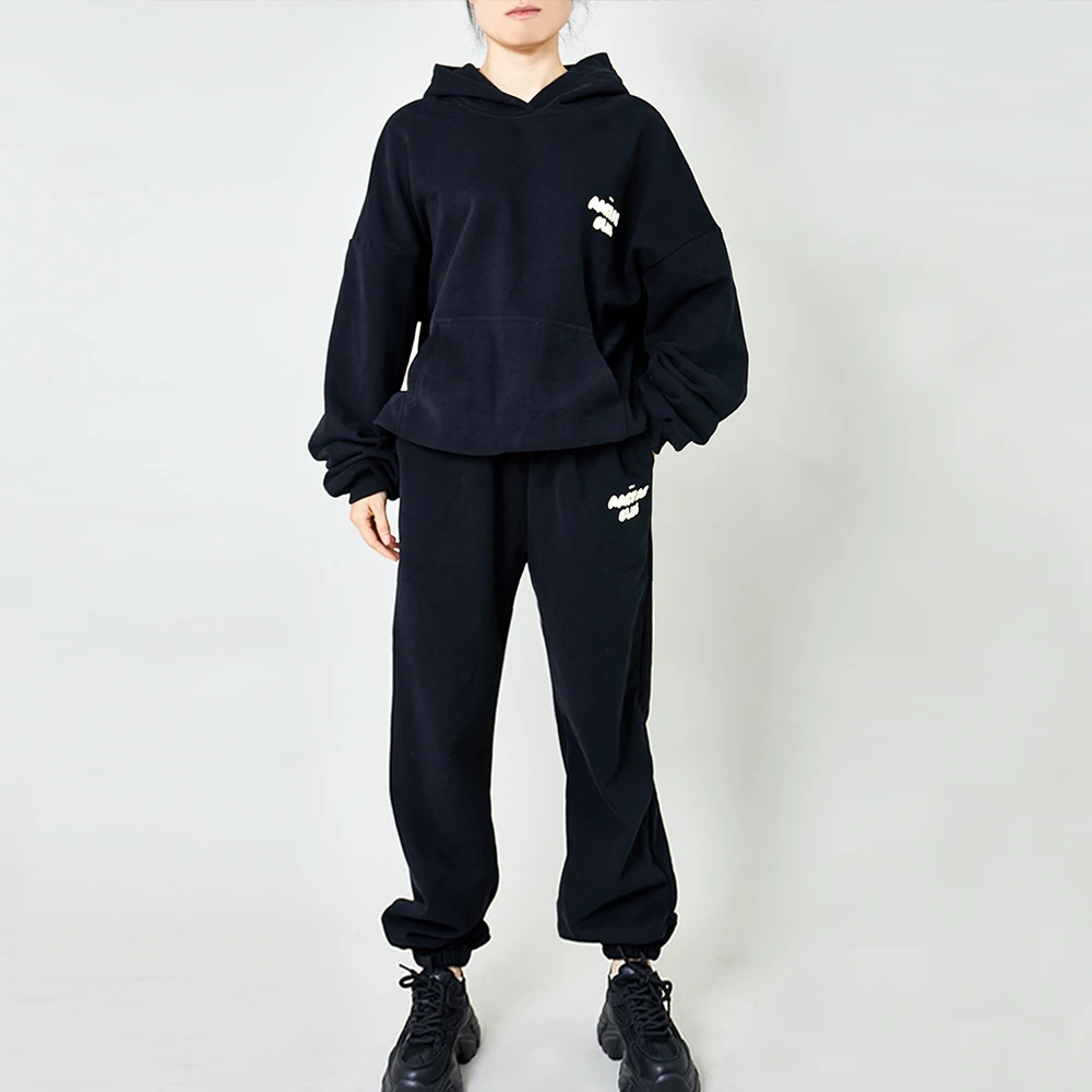 Women Tracksuits Set Plain Baggy Sweatshirt Custom Loungewear Sportswear Heavyweight Pullover Sweatpants and Hoodie Set