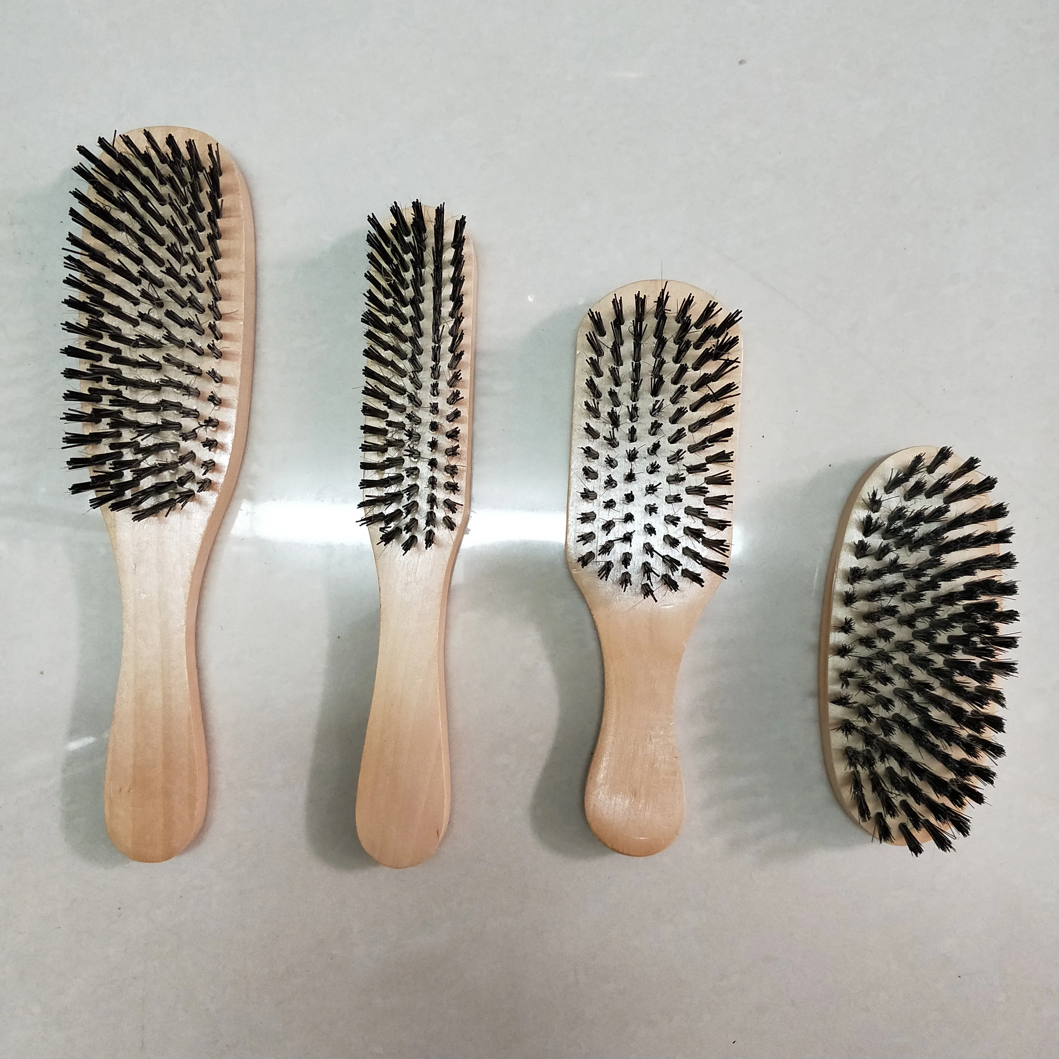 professional wood wave brush with firm or soft bristle laser logo for hair beauty style salon custom blister card massage