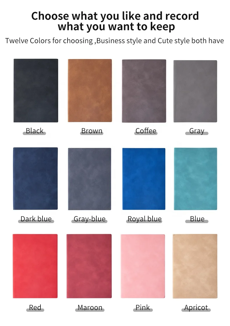 Custom Printing B5 A5 A6 Soft PU Leather Cover Notebook Fashion Simple Lined Journal Plain Diary Student Planner