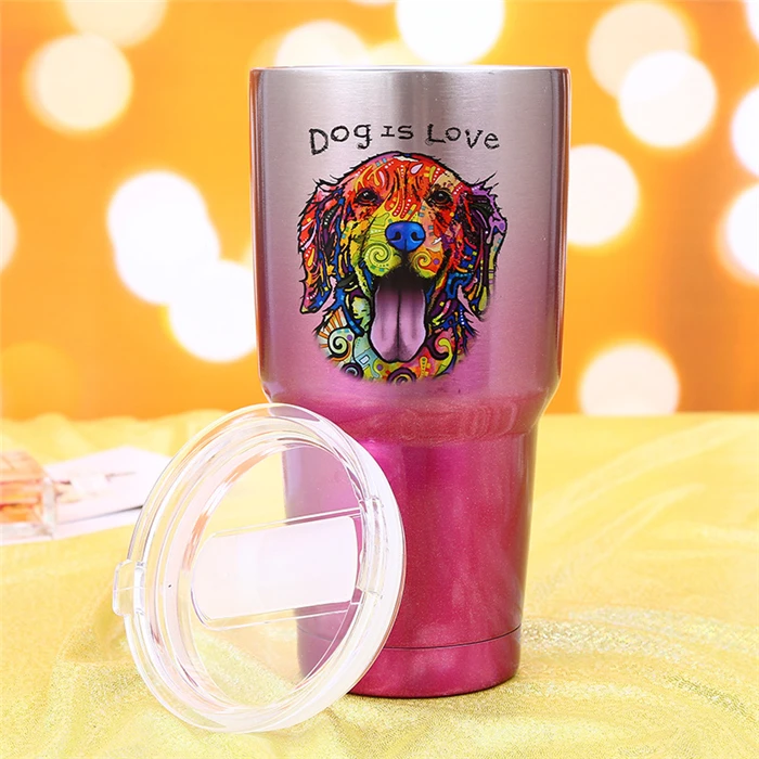 
Wholesale Promotional Cute Cartoon Lovely Dog And Cat Pattern Double Wall 30 oz Eco-Friendly Coffee Tumbler 