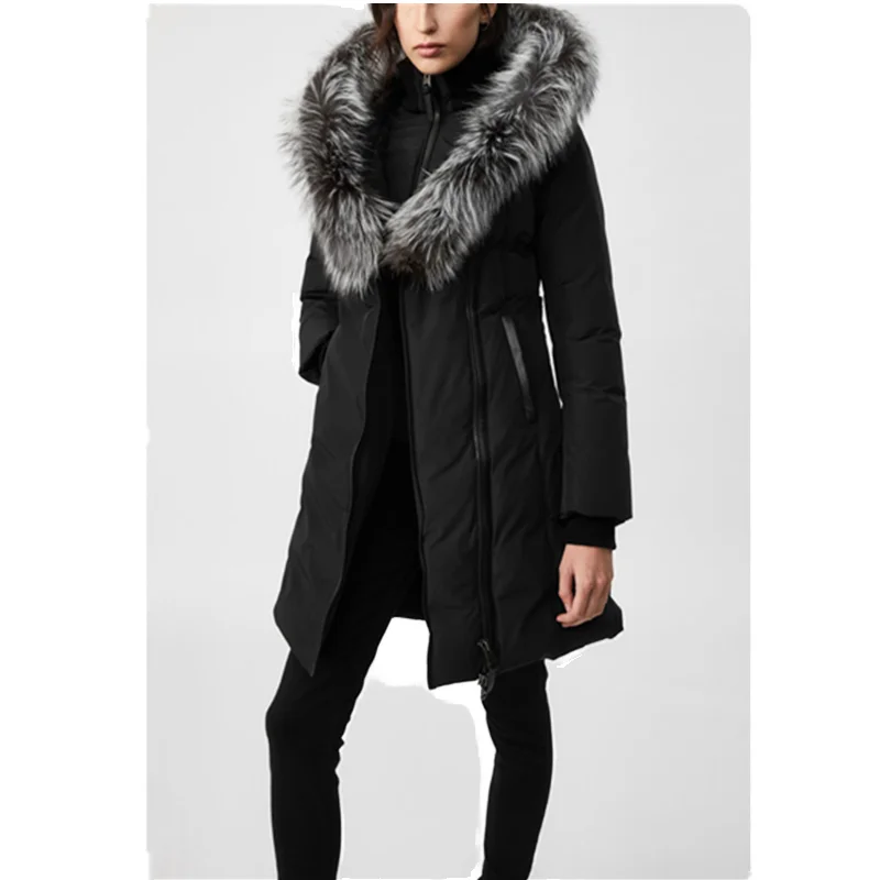 Hot New Arrivals Custom Printed Long Winter Parka Padded Jackets Women Bubble Overcoats Nylon Waterproof Hooded Plus Size Fur