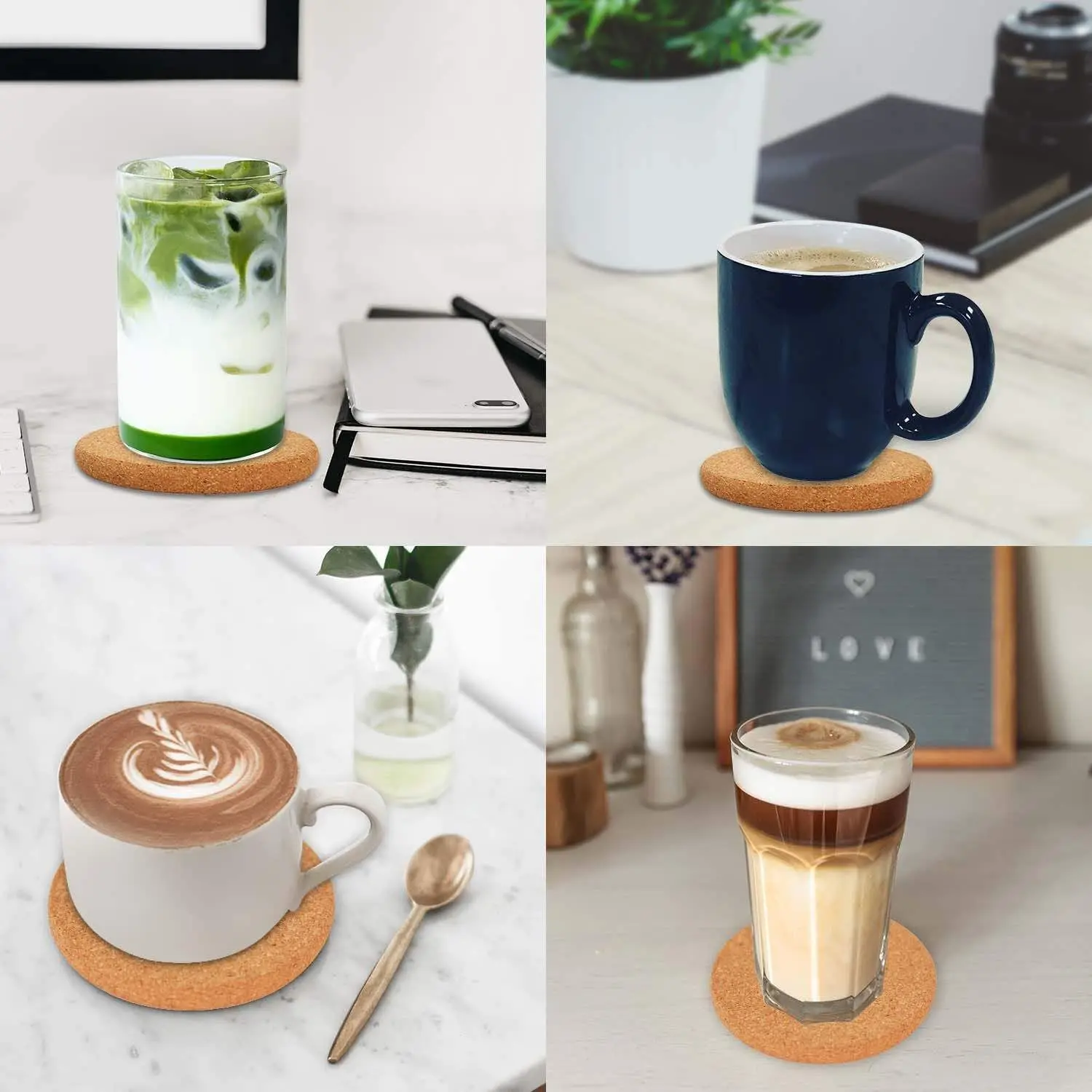 Tabletex Personalised Engraving Print Custom Logo Square Round Blank Non Slip Coffee Drink Cup Cork Wooden Coasters