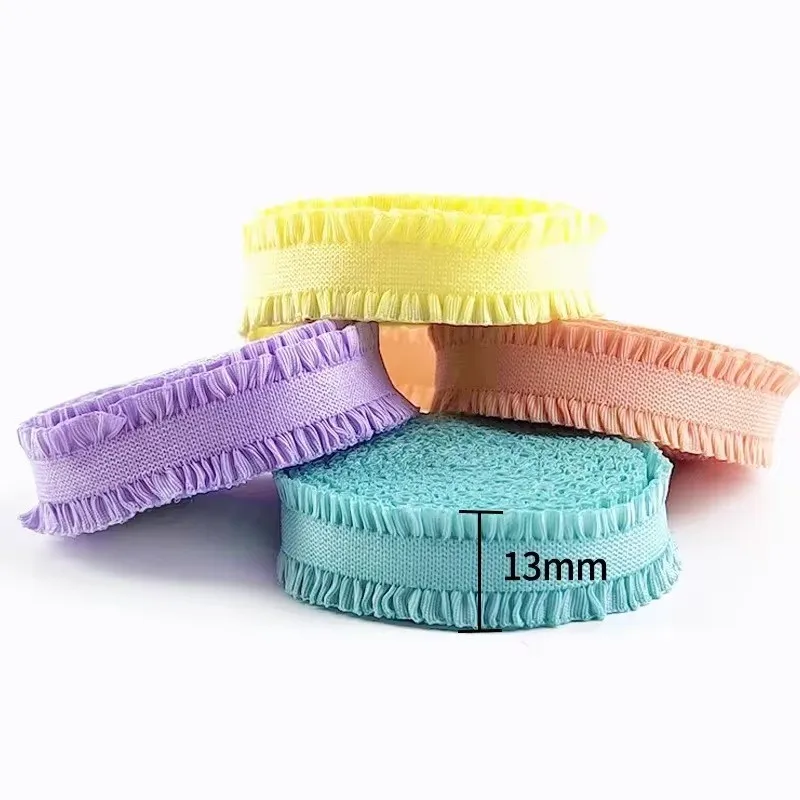 Meetee AP126 13mm Elastic Band Clothes Pleated Ribbon Ethnic Style Lace Webbing DIY Sewing Decorative Fabric Accessories