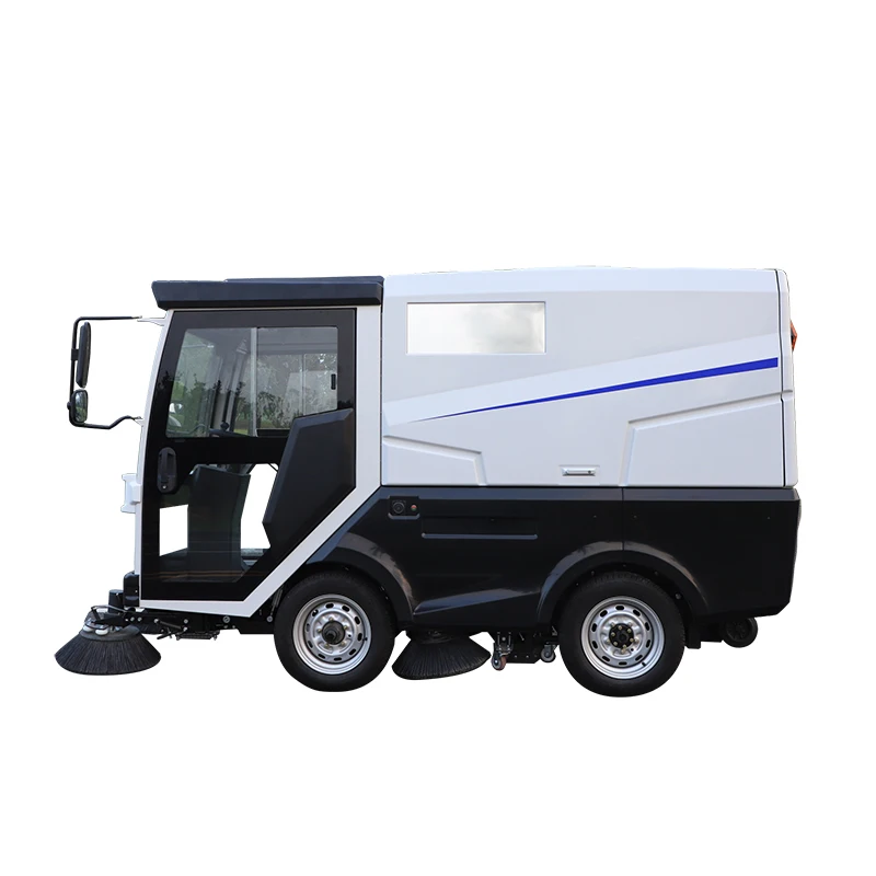 Electric Road on Sweeper Car Steering Cleaning Machine Closed Powered Road Sweeper Car With Water Spraying Function