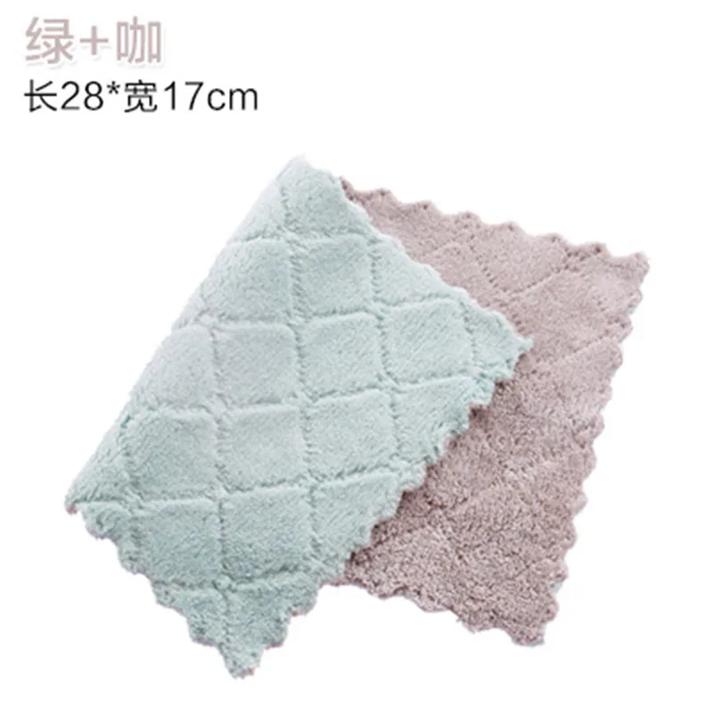 Super Absorbent Rag Kitchen Cleaning Cloth Double layer Coral Fleece Dish Towel Dish Cloth Kitchen Rag Gadgets