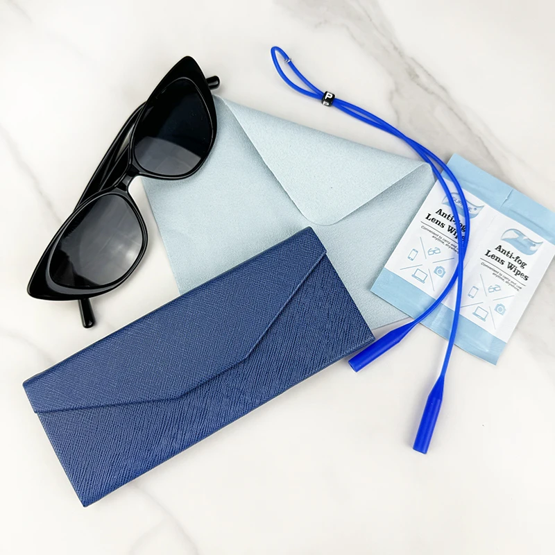 New Fashion PU Leather Cover Glasses Box Sunglasses Case for Women Men Glasses Portable Soft Glasses Pouch Cloth Accessories