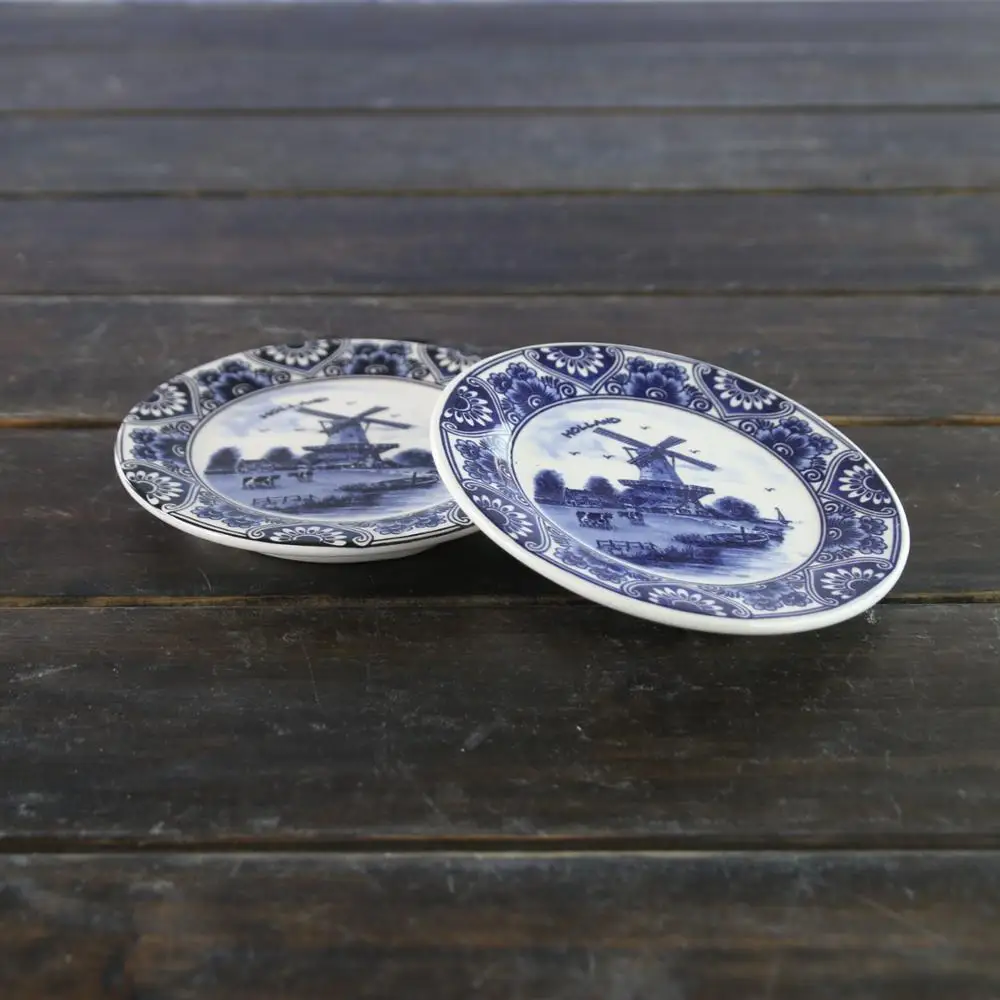 Delft Blue Ceramic Tile - Windmill Landscape Scene - Holland Dutch Kitchen Tile Trivet - Decorator Wall Tile