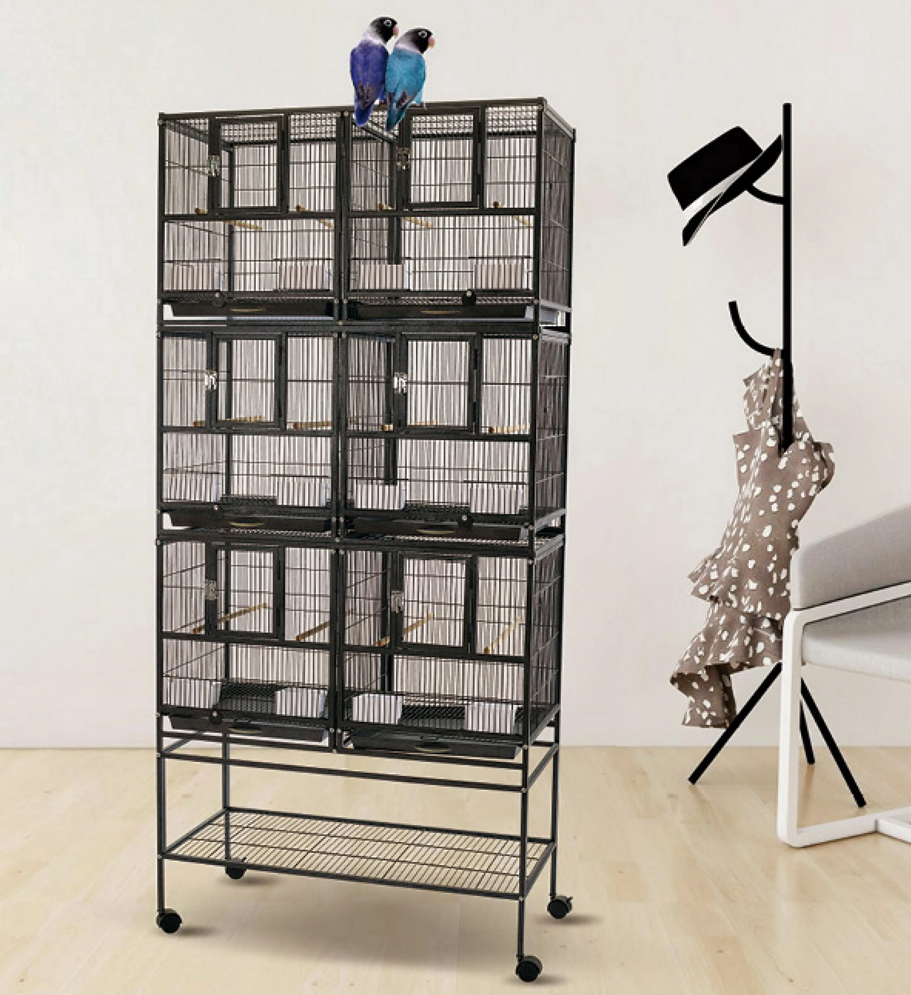 Triple Stacker 6 Units Parrot Aviary Bird Wrought Iron Breeder Cage