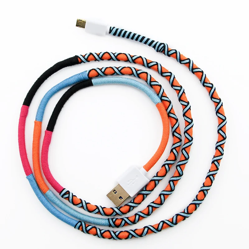 Urizons High Quality 5v2A Handmade Rope nylon Braided Data line Micro USB Cable