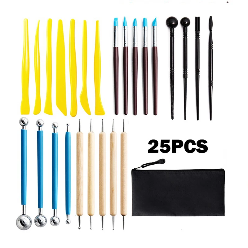 Polymer Clay Tools Set Pottery Tools Kit Dotting Tools Ceramic Supplies for Kids and Adults Sculpting Modeling Shaping