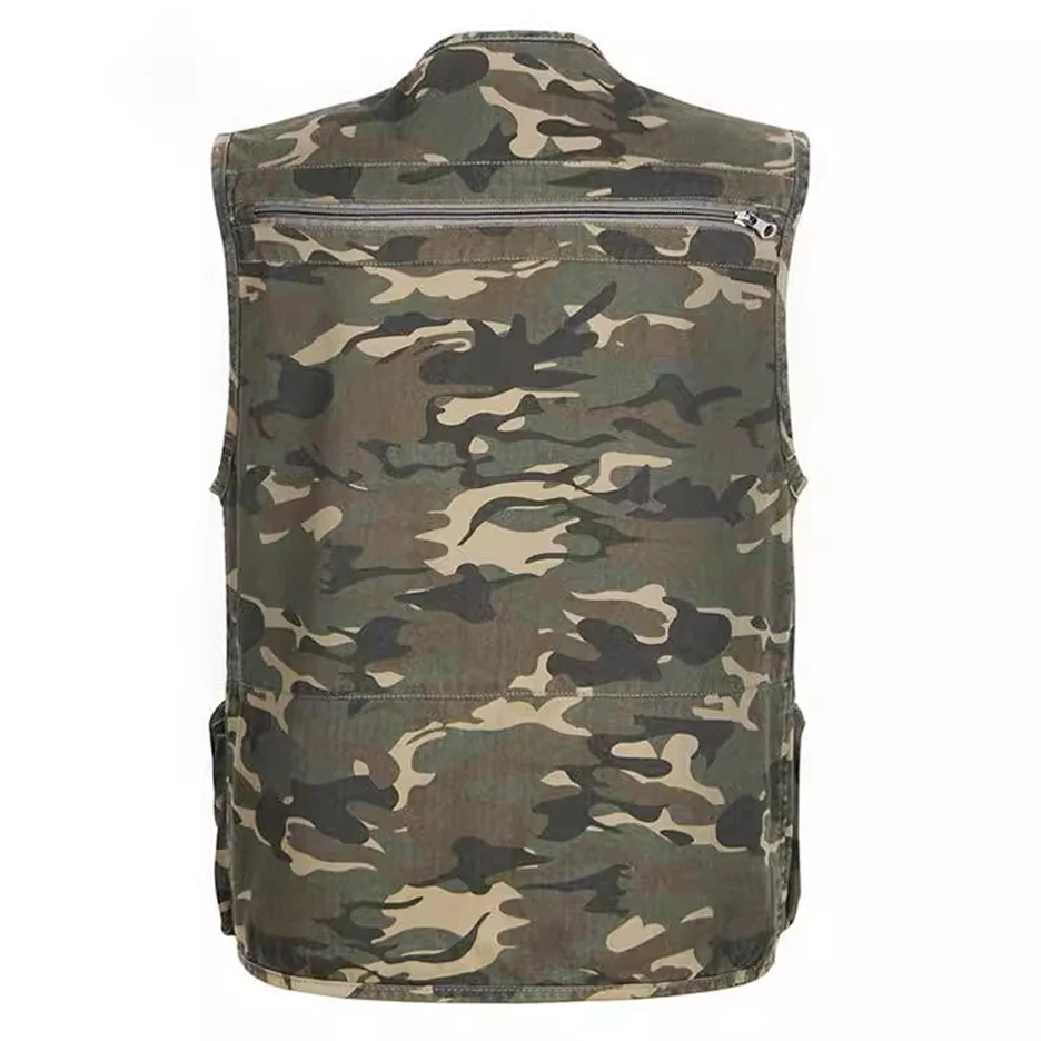 Camouflage Fly Fishing Life Vest Jersey Tank Top Sleeveless Multi Pocket Breathable Camo Photography Vest Hunting Vests for Men