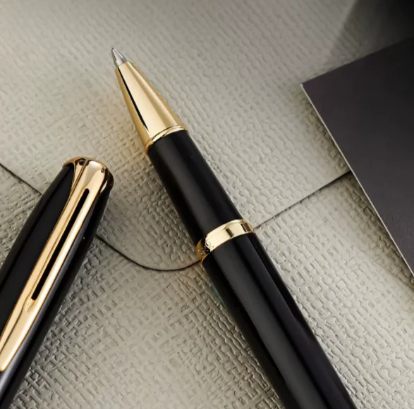 high-end promotional gift logo customized black white pink neutral metal signature writing ballpoint pen