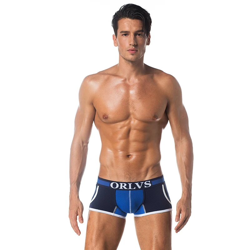 High quality china custom plain Breathable Personalized Men Seamless  Mesh Boxers Briefs with OEM ODM Custom Logo Brand