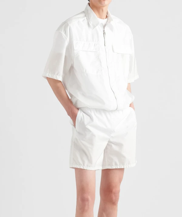 Button Down up Collar Cropped Zip Cargo Shirts Fashion Oem Drop Shoulder Chest Pocket Short Sleeve Casual Custom Summer for Men