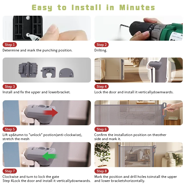 Child Safety Stair Gate Lightweight Durable Baby Gate for Home Safety