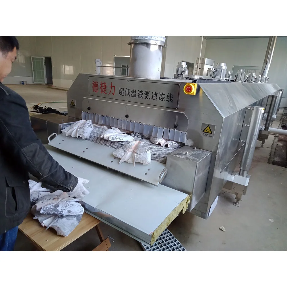 DJL china made individual quick freezing liquid nitrogen tunnel freezer for fish head