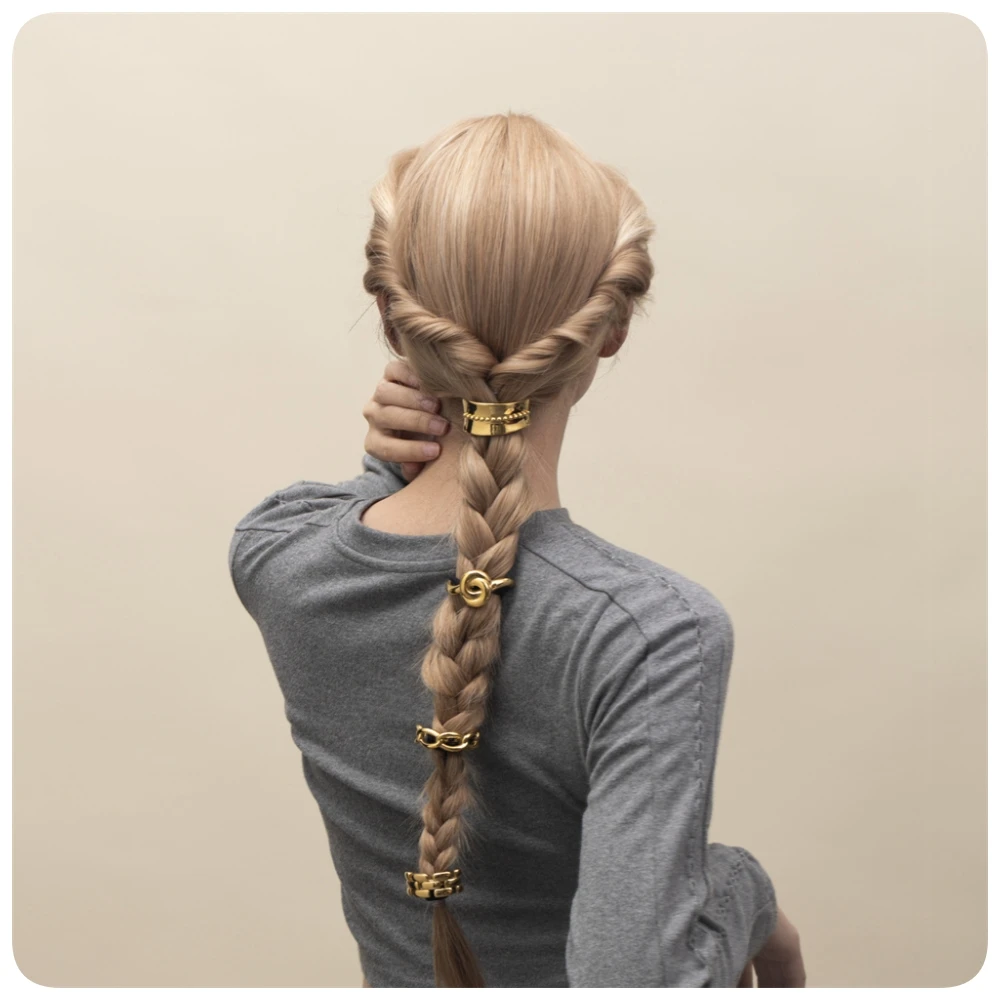 18K Stainless Steel Hair Ties Spiral Dome Waterproof Rectangle Square Framed Together Arch Hair Accessories Pony Cuff For Women