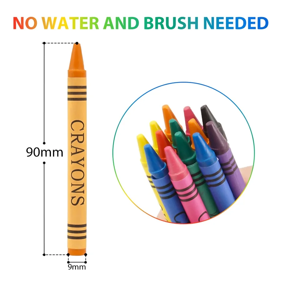 Promotional Cheap Durable Jumbo Size Bulk Package 12 Colors Crayon Set Wholesale Custom Box Non Toxic wax Crayon Set For Kids