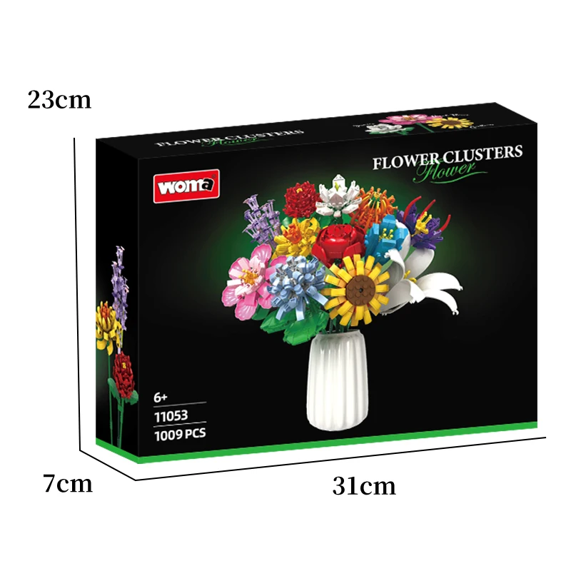 Child kids gifts toys flores Centerpiece construction blossom flowers botanical sunflower building block set