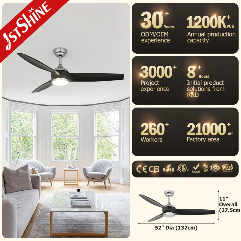 1stshine ceiling fan european styles mute 3 blade remote control bldc modern led ceiling fan for home hotel