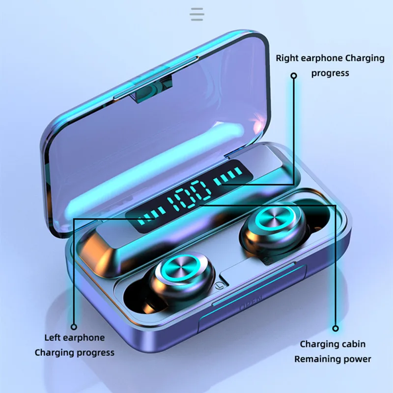 TWS HIFI Mini In-ear Sports Running Headset Support iOS/Android Phones HD Call New F9 Wireless 5.0 Earphone