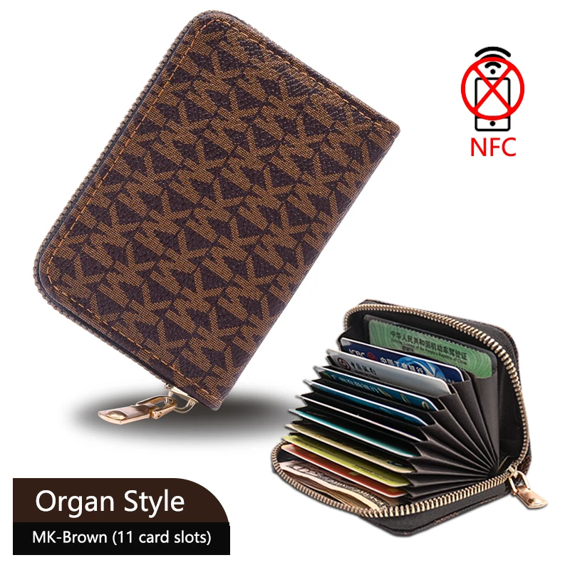
Fashion new leather credit card holder for men and women shielding RFID zipper organ card holder Large capacity card bag 