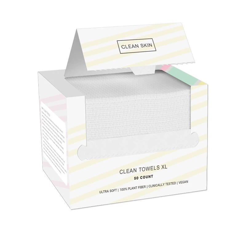 Clean Skin Club XL Disposable Biodegradable Cotton Facial Cleaning Towels 50 Sheets per Box Wholesales for Home Salon Use