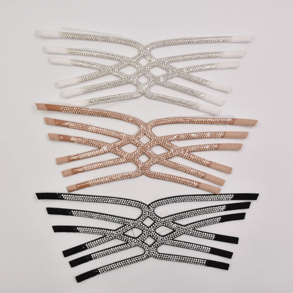 High quality bling hand make semi finished shoe uppers material glass rhinestone diamond decorative for sandals/slipper