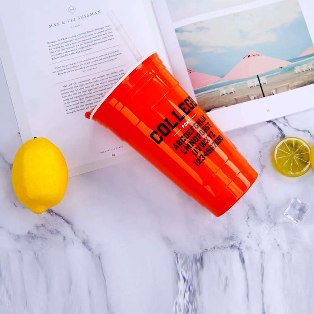 Pp cup Wholesale BPA Free hot sale personalized custom printed reusable Beer coffee drinking pp party plastic cup with lid