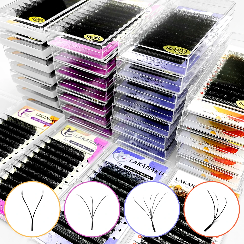 Lakanaku 3D-8D W 0.07mm Yy Lash Extensions Private Label Extensiones De Pestaas Yy