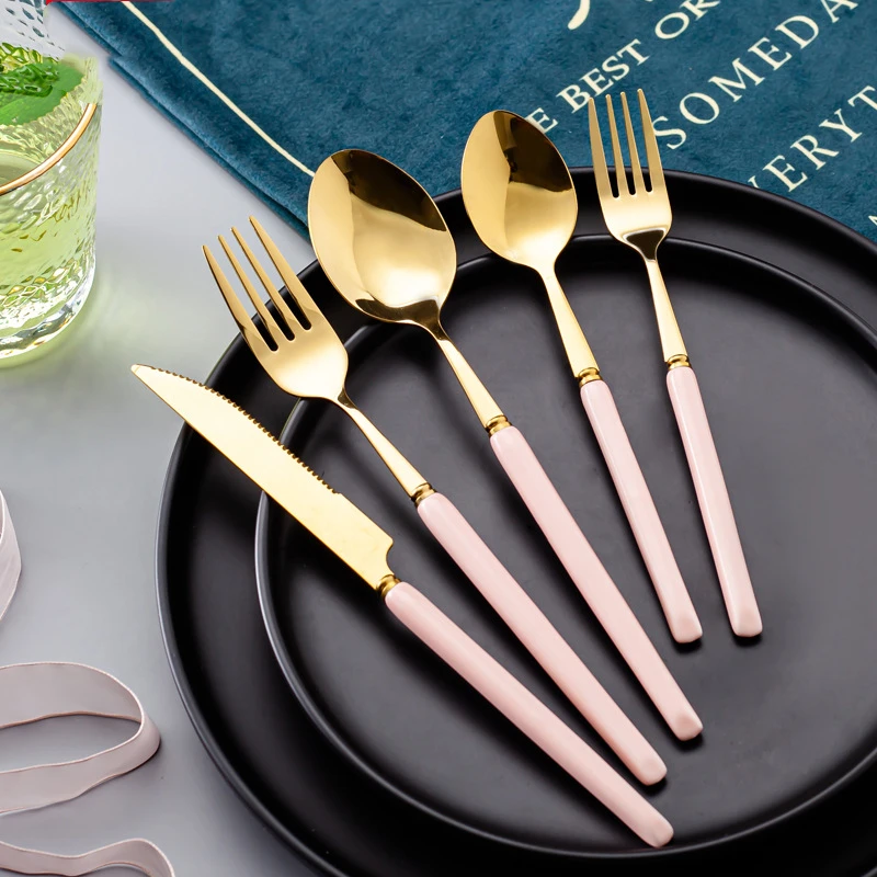 New Design Gold Cutlery Stainless Steel Flatware Set Spoon And Fork Mirror Polish Cutlery Set