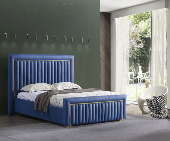 Customized high quality luxury bed king double size bedroom furniture soft upholstered bed designs for home