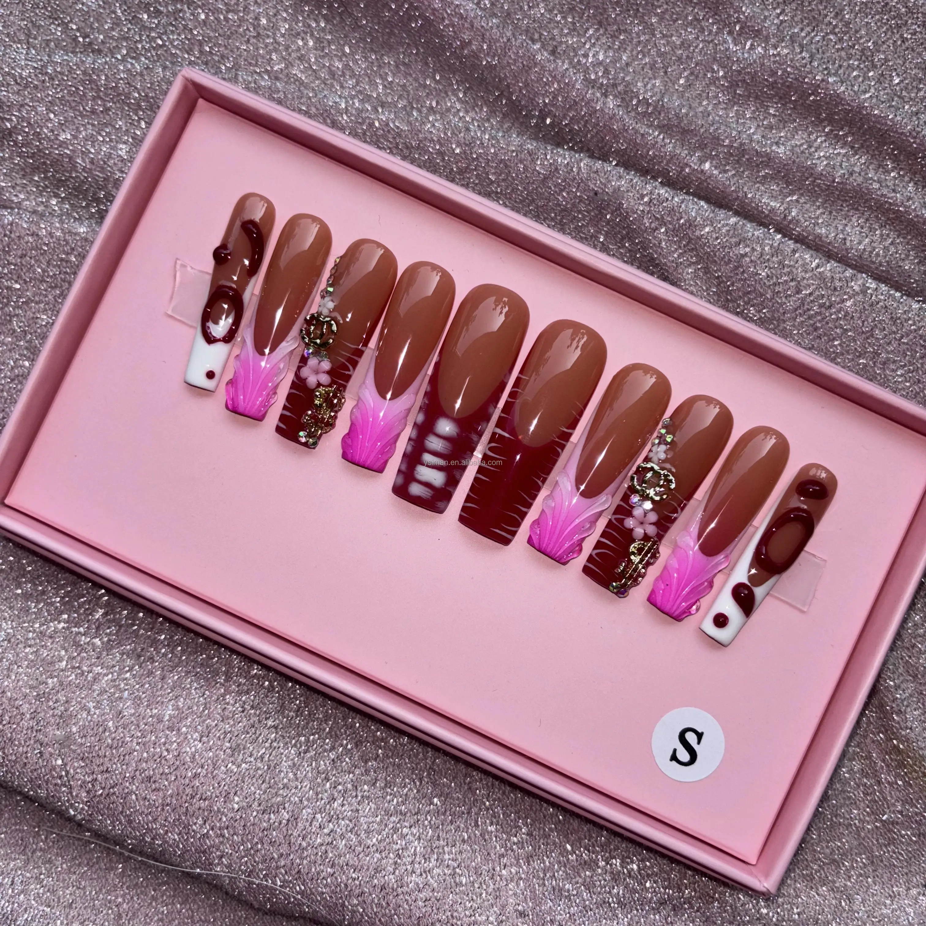 Green and yellow New Arriving OEM Ballerina French press on Nails press on Nails artificial fingernails Art for wom