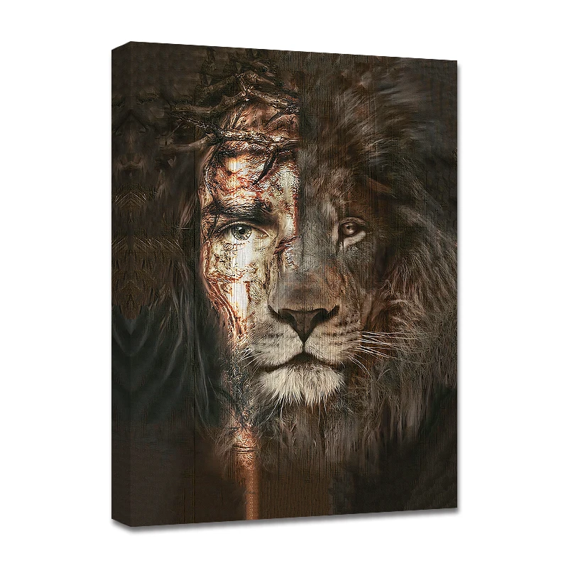 High quality abstract portrait jesus and lion oil painting on canvas modern wall art posters for living room decor