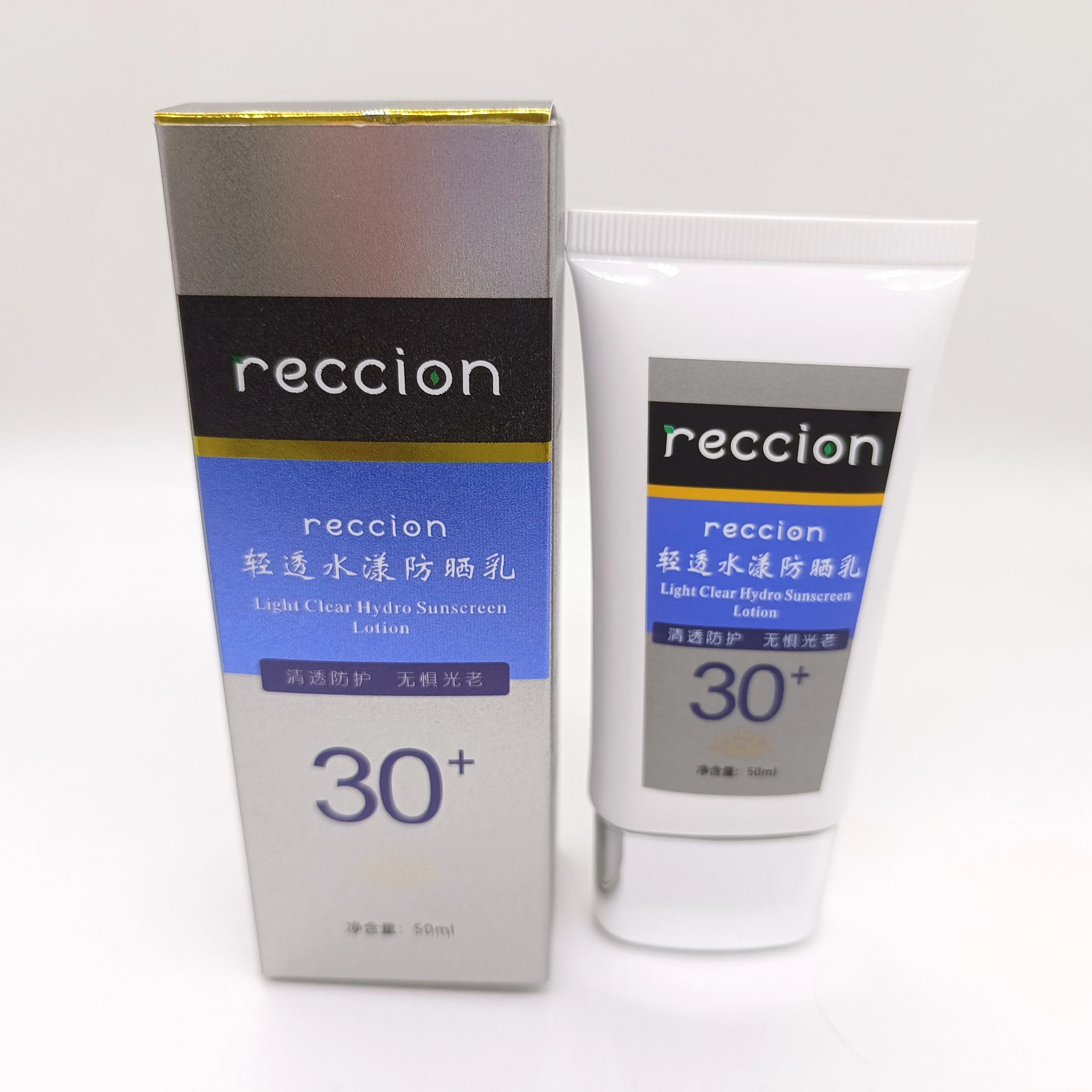 reccion SPF30 Korean Tinted Organic Sunscreen Lotion Hydrating Vegan Sunblock Cream Vitamin E Zinc Oxide Green Tea UV Protection